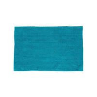 Tapis de bain chenille absorbant 50x80 cm - SILUMEN - Turquoise - Blanc - Jaune