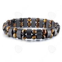 CONFO® Bracelet en perles de pierre biliaire noir  et  oeil de  tigre  pour  homme pour le cadeau de vacances d'anniversaire de peti