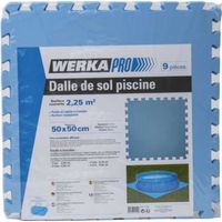 Dalle de sol pour piscine - Werkapro - Lot de 9 dalles 50x50cm - Bleu - Épaisseur 3mm