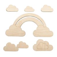 Arc en ciel et nuages en bois 16,8 x 8,3 cm