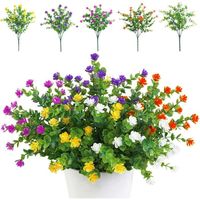 Lot de 5 Bouquets de Fleurs Artificielles,Plantes de Verdure Résistantes aux UV pour Balcon,Jardin,Bureau,Mariage,Fête Décor