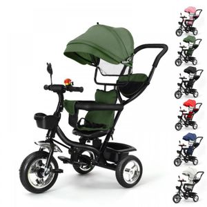 Tricycle évolutif Bébé Avec Poignée Parent - Pliable, Panier, Capote - Blanc, 5 Couleurs - De 1 à 4 Ans - 5