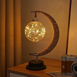 LAMPE A POSER Veilleuse en fer lampe toile magique et lune lumire dcorative LED port USB 11 x 6 x 6 pouces couleur chaude boule