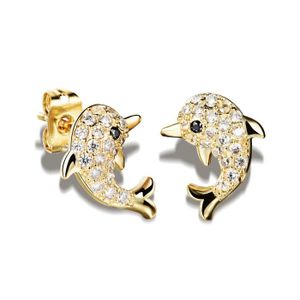 Boucles d'oreilles lapins en or jaune 18 carats et zirconium pour enfant