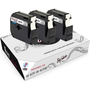 RUBAN - ENCREUR AJW-3 Cassettes Noir sur Blanc Ruban d'Étiquettes 