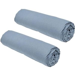 Drap housse 100x190cm uni pur coton ALTO bleu Belle ile