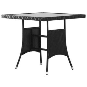 Deuba Table en polyrotin Surface Ronde /Ø 80cm Noir Verre Balcon Jardin Table dappoint ext/érieur Table de Jardin Plaque de Table en Verre Espace de Rangement