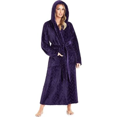 AJW M Robe de Chambre Femme Peignoir Femme Polaire Capuche 441