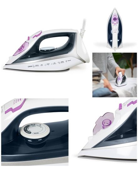 Fer à Repasser Vapeur Quest 2200W – Semelle Antiadhésive, Autonettoyant, Portable, Violet, Neuf