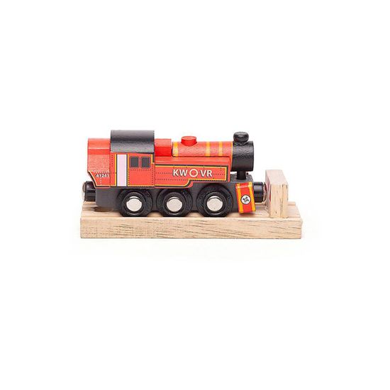 Train miniature en bois naturel avec locomotive et wagons 1/12e