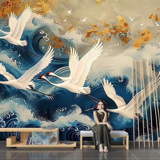Papier Peint Mural Adhésif 3D Effet Pierre Craquelée - Modèle 4296NA - Impression 5D, Autocollant Mural
