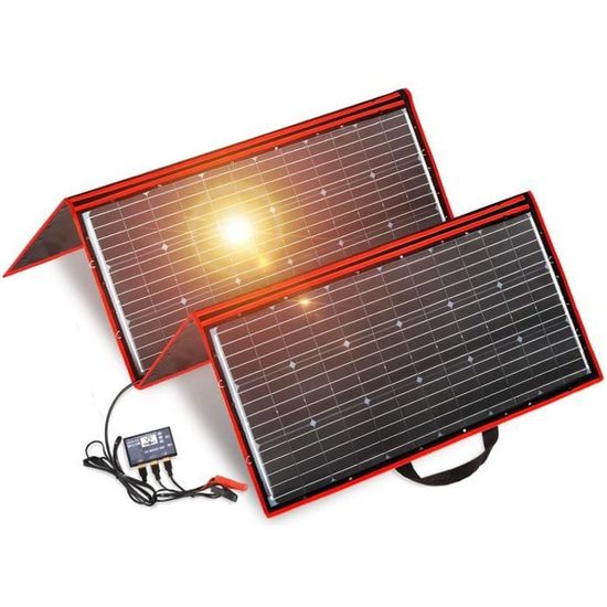 DOKIO 300W Kit Panneau solaire pliable portable monocristallin avec 2 ports USB Pour Plein air