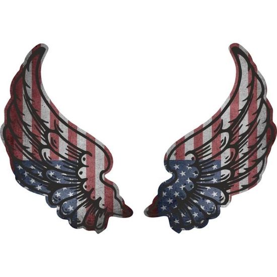 Akachafactory Autocollant Sticker Ailes Biker Motard Drapeau Bois