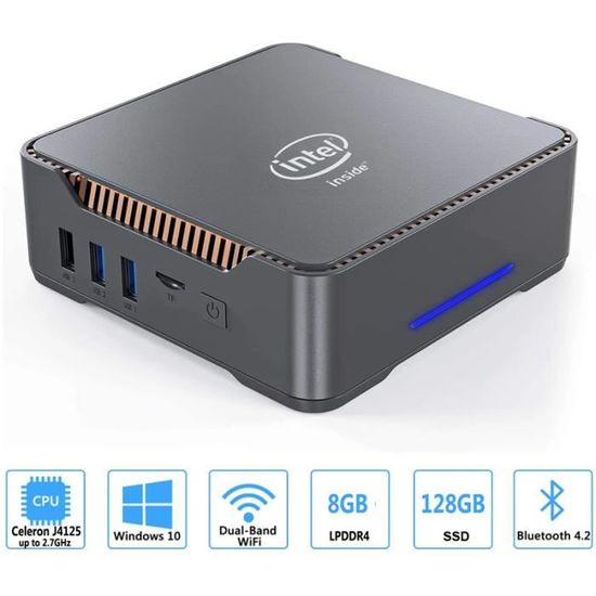 GK3V Mini PC Intel Celeron J4125 Quad Core 8 Go de RAM 128 Go Windows