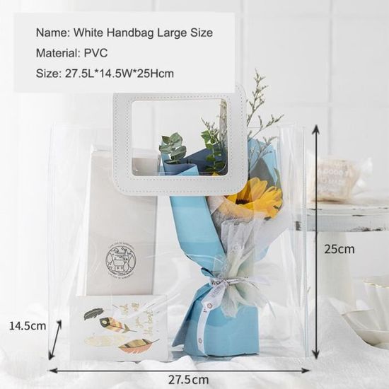 Sac ?� main Transparent en PVC sac de rangement ?�tanche ?� l'?�preuve des moisissures White Large 