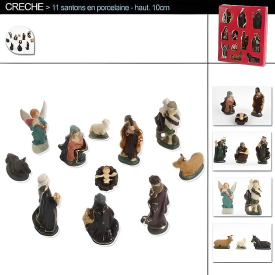 Lot De 11 Santons En Porcelaine Pour Creche De 9 Cm Cdiscount Maison