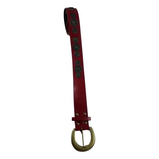Ceinture coloree Cuir et Pieces de Monnaie Femme Homme 111 cm x 38 mm Rouge Cdiscount Pret a Porter