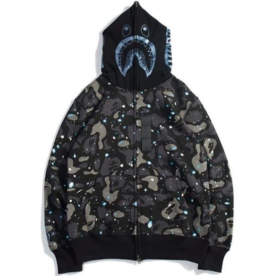 Veste Bape Shark Camouflage Molleton lumineux Hoodie Pull Zipper SWEATSHIRT Hoodie Sweat ?� 