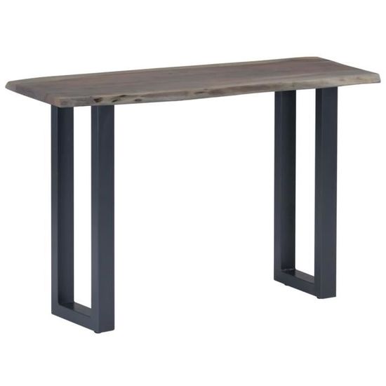 Table Console-Table d'entrée-Table de Salon Gris 115 x 35 x 76 cm Bois d'acacia massif et fer