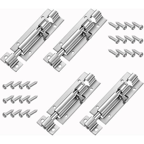 Verrou à Glissière Longue 88mm En Acier Inoxydable - Loquet De Sécurité Pour Porte