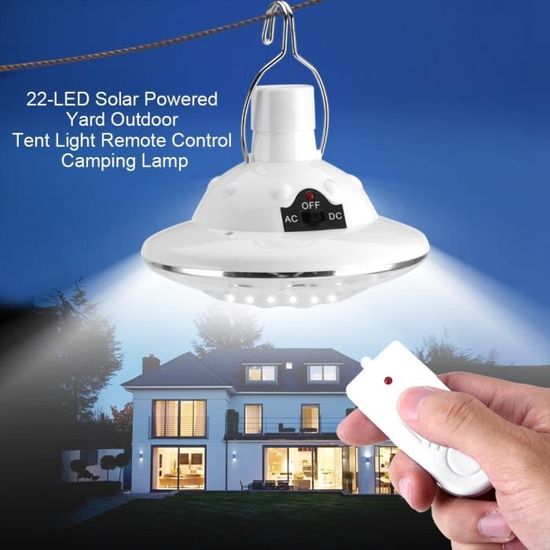 Ampoule LED Lampe de Contrôle à Distance 22 LED pour Camping-car Solaire Alimenté Solaire Ampoule Tente Extérieure---SHY