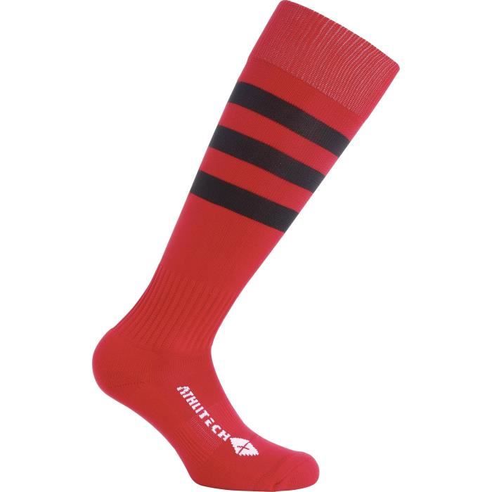 ATHLI-TECH Chaussettes de rugby PA - Rouge / Noir