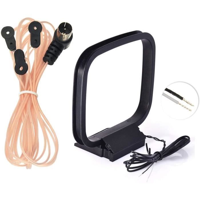 Bingfu Antenne FM Intérieures Dipôle 75 Ohms et Antenne Cadre AM avec Adaptateur de Connecteur F Cadre AM avec(Paquet de 2) Compatib