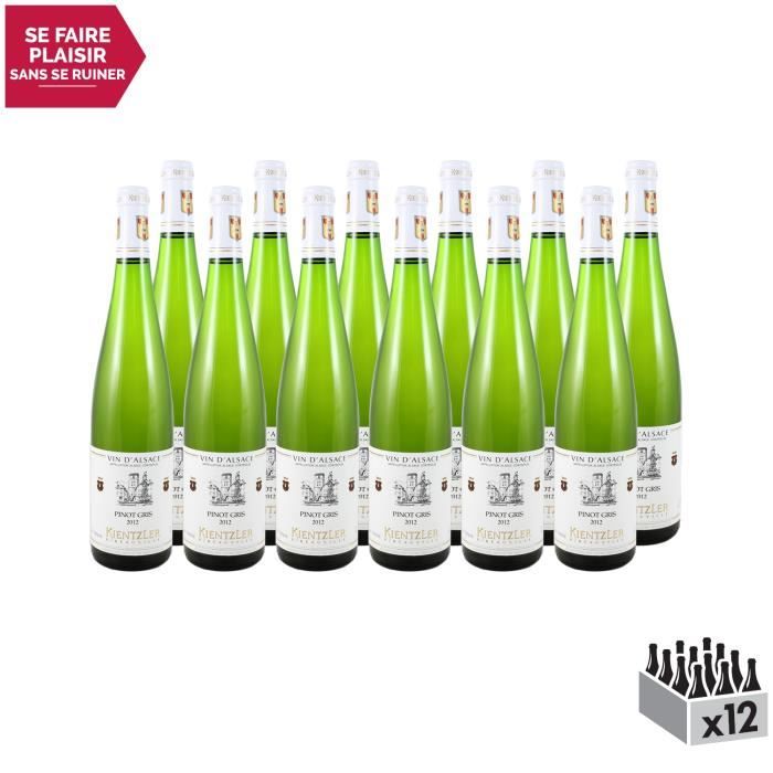 Alsace Pinot Gris Blanc 2012 - Lot de 12x75cl - Domaine Kientzler - Vin AOC Blanc d' Alsace - Cépage Pinot Gris