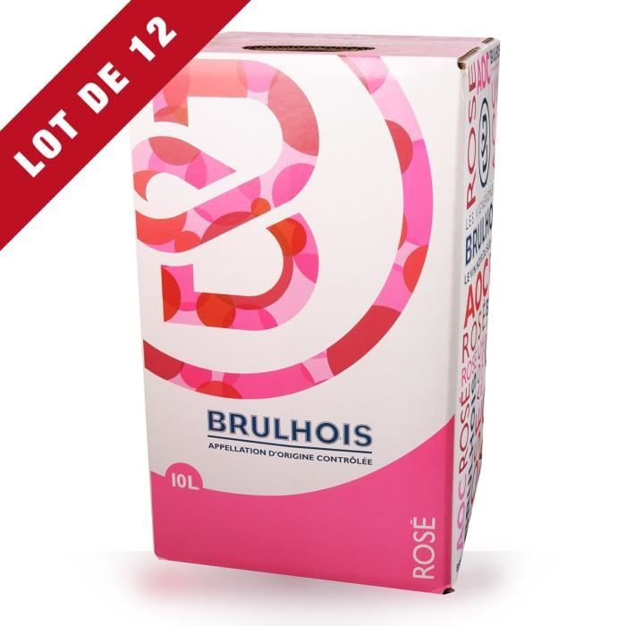 Lot de 12 - Bag-in-Box 10L Les Vignerons du Brulhois Rosé AOC Brulhois - 12x1000cl - Vin Rosé