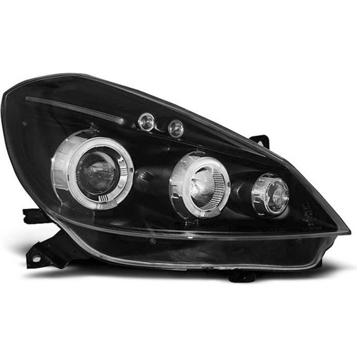 Paire de feux phares Renault Clio 3 05-09 angel eyes noir