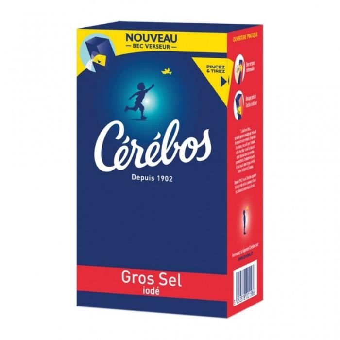 Cérébos Gros Sel Iodé 1Kg (lot de 10)