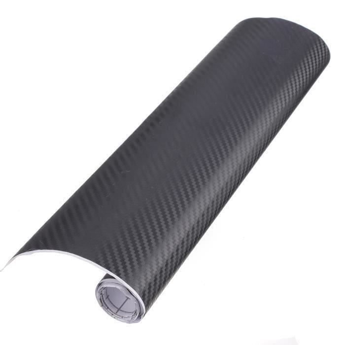 Autocollant 3D Film Vinyle Tuning Carbone Thermoformable Adhesif 30x152cm NOIR