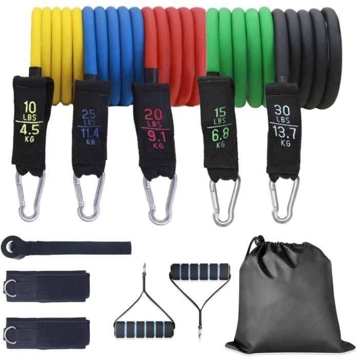 ZAVAREA Bande de Résistance Set, Bandes de Fitness Elastiques Kit avec 5 Tubes en Latex Professionnels Poignées, Ancre de Porte A421