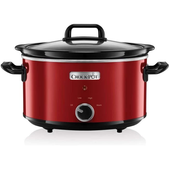 Crock Pot SCV400RD Mijoteuse électrique, 3,5L (2-3 personnes), Rouge, Fonction Maintien au chaud