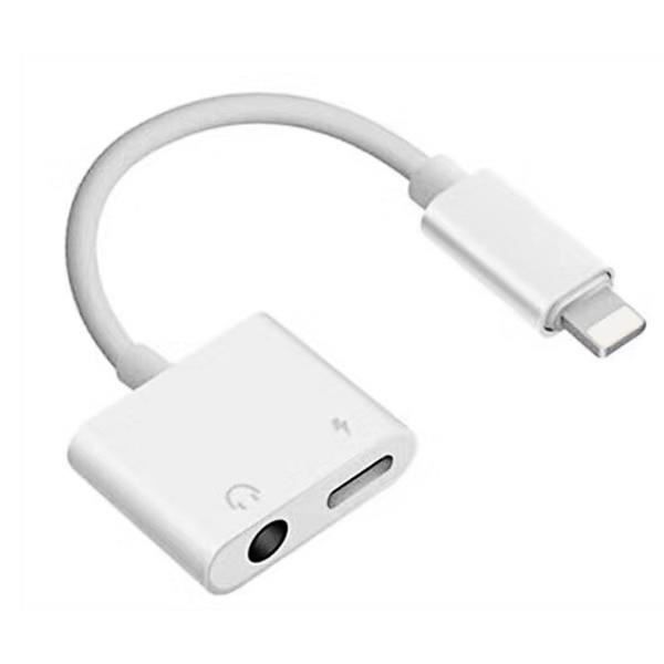 Câble téléphone,! Access zz 2 en 1 chargeur d'éclairage adaptateur d'écoute pour iphone X 7 adaptateur de charge 3.5mm - Type White
