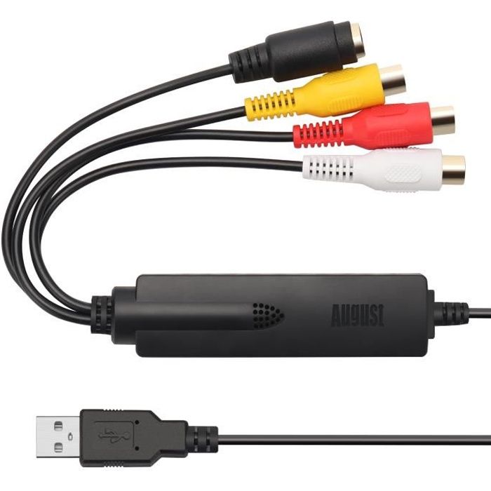 Convertisseur Video Audio Analogique Numerique - August VGB350 - USB DV pour PC - VHS K7 Hi8 SECAM PAL Logiciel capture inclus