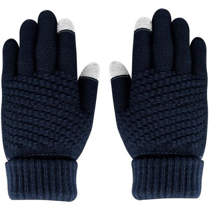 Gants Tactiles Universelle Molletonnés Unisexe bleu nuit Bleu