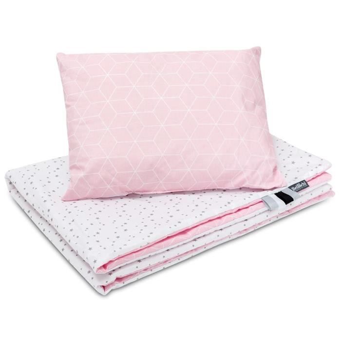 Bellochi Set de Couette Bebe 75x100 cm et Coussin Enfant 30x40 cm - Certificat OEKO-TEX - Réversible et Lavable - Coton - Aurora