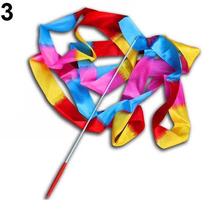 4M coloré danse ruban gymnase art rythmique serpentin de gymnastique Twirling bâton bâton flamme coloré