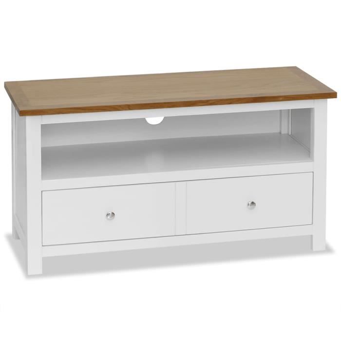 MONSEUL Meuble TV 90x35x48 cm Bois de chêne massif ✿2