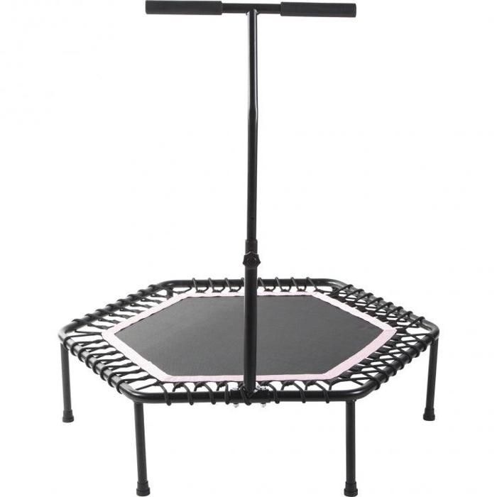 Gorilla Sports - Trampoline de Fitness / Gymnastique avec guidon réglable - ROSE Noir Et Rose