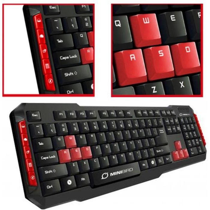 Clavier gamer PC GONOLEK Minibird AZERTY 115 Touches ZQSD Multimédia Plug N Play