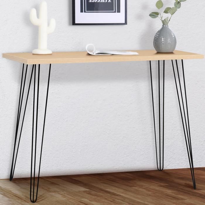 IDMARKET Console vintage NOEMI bois pied épingle
