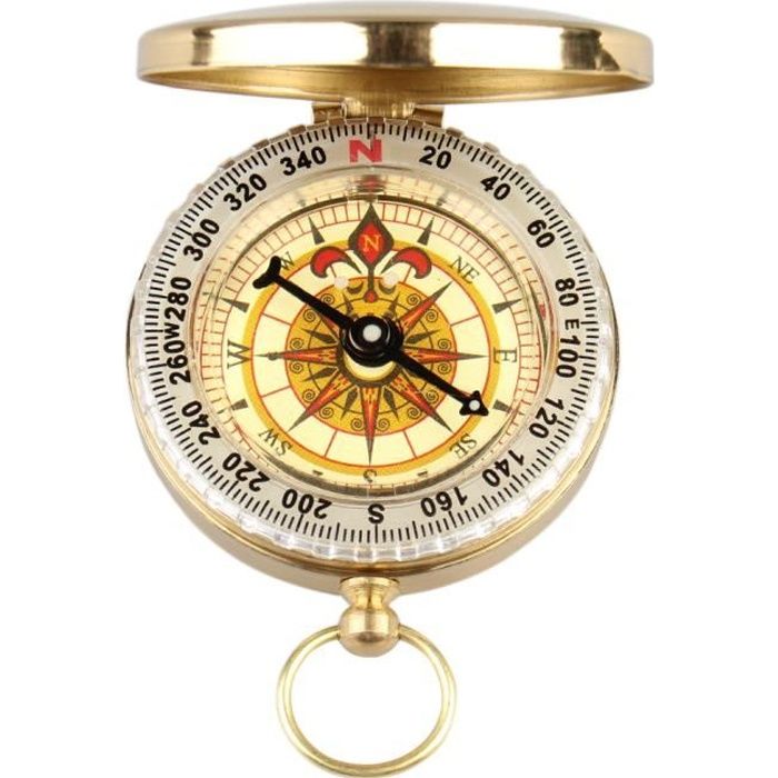 1pc poche de métal lumineux boussole montre style anneau trousseau pour camping extérieur randonnée boussole