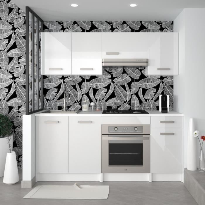 MEUBLES COSY Cuisine Complète contemporain, 6pcs armoire de combinaison de cuisine noir/blanc