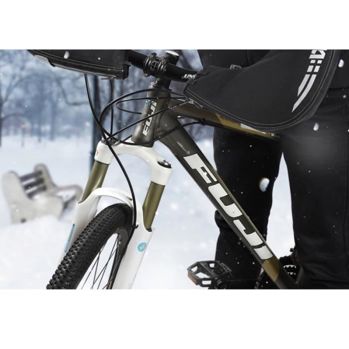 1 paire d'hiver gants coupe-vent chaud vélo main garde extérieur mitaine pour homme femme (noir)