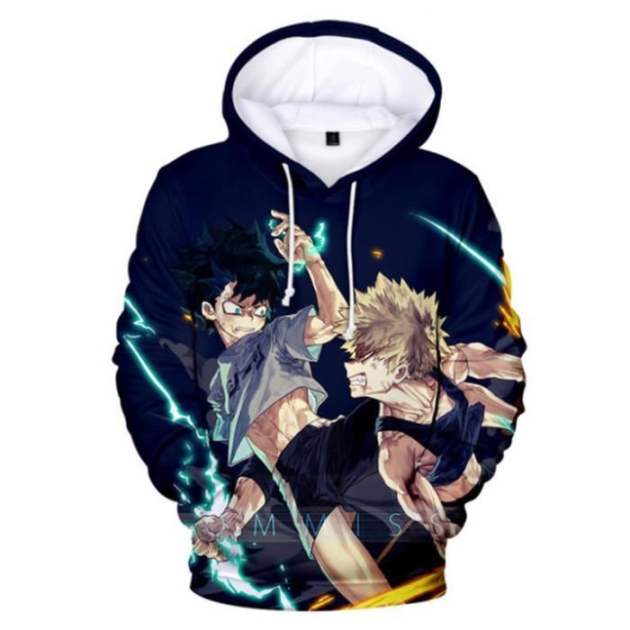 SWEAT-SHIRT Mixte - Sweatshirt à capuche imprimé mode My Hero Academia Enfants - bleu Fa™