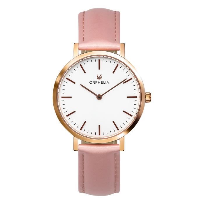 ORPHELIA - Montre Femmes - Quartz - Analogique - Bracelet en Cuir - Rose - OR11805