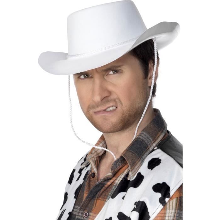 Chapeau cow-boy blanc avec cordelette Taille U…