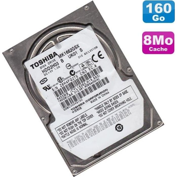 Disque Dur 160Go SATA 2.5- Toshiba MK1652GSX HDD2H03 5400RPM Pc Portable 8Mo